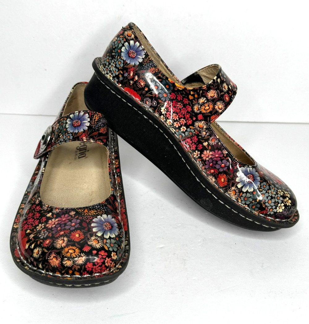Alegria Paloma Mary Jane Shoes Womens 36 Midnight Garden Patent Leather Comfort